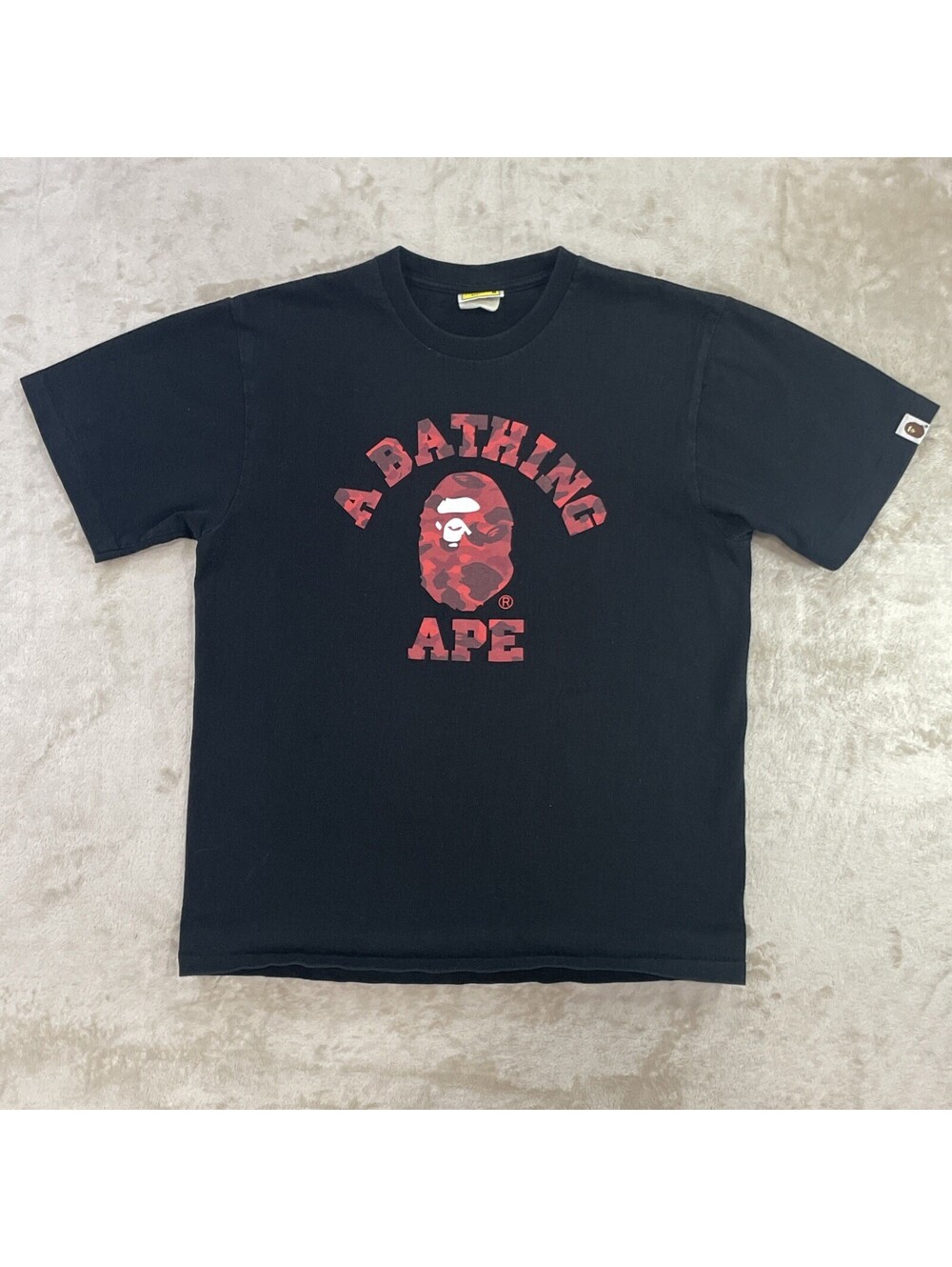 A Bathing Ape BAPE Red Color Camo College Tee 'Black/Red' Mens Sz Medium *Flaw*